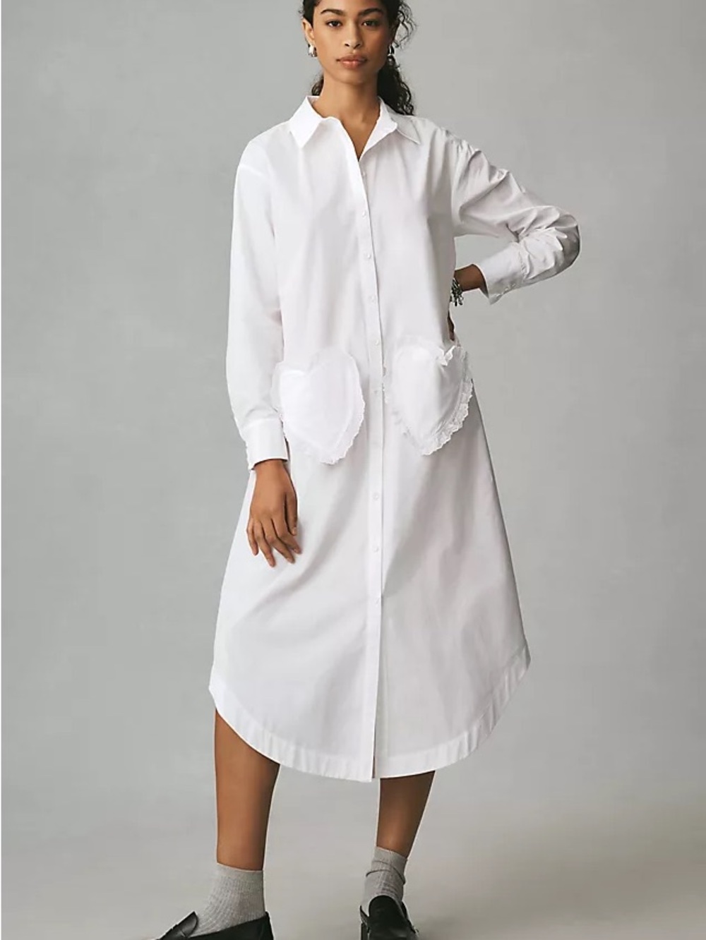 Maeve Long Sleeve Midi Shirt Dress